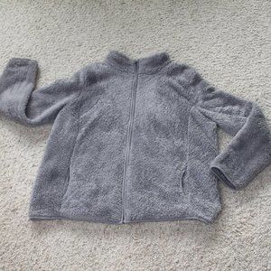SONOMA WOMENS FLEECE FUZZY FULL ZIP UP JACKET SZ XL 100% POLYESTER FAUX FUR GRAY